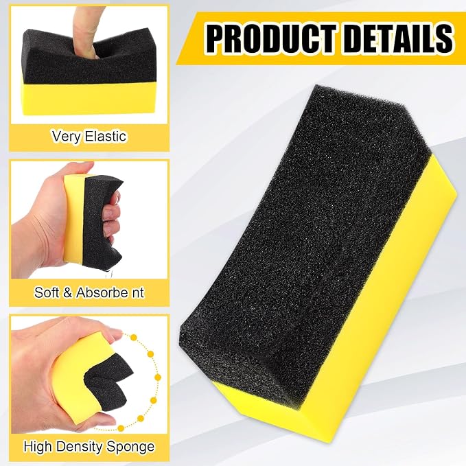 Tallew 18 Pcs Tire Shine Dressing Applicator Tire Dressing Applicator Pads Color Polishing Sponge Wax Buffing Pads for Car Glass Painted Steel Porcelain