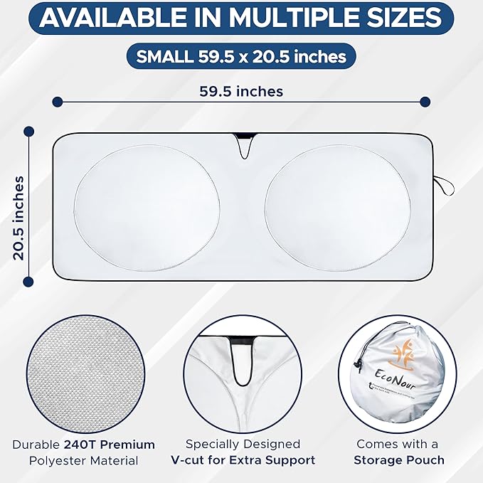 Econour Jeep Windshield Sun Shade for Jeep Wrangler JK JL JLU 4xe and Gladiator JT, Foldable Front Window Sunshade, UV Rays and Heat Shield Sun Visor