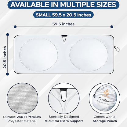 Econour Jeep Windshield Sun Shade for Jeep Wrangler JK JL JLU 4xe and Gladiator JT, Foldable Front Window Sunshade, UV Rays and Heat Shield Sun Visor