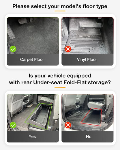 3W Floor Mats Fit for Ford F250 F350 F450 F550 2017-2025 2026 Super Duty Crew Cab Bucket Seat with Under Seat Storage, All Weather TPE Custom Fit F 250 Floor Liner(Not for Vinyl Floor), Upgraded