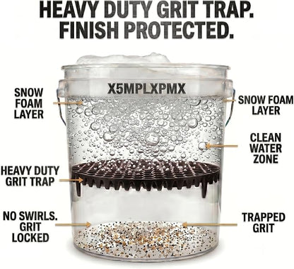 10.4" Heavy Duty Car Wash Bucket Insert (2-Pack) & Wash Mitt Kit - 10.6 oz Detailing Dirt Separator & Grit Trap, Scratch-Free Auto Wash, Fits 3.5 to 5 Gallon Buckets (Black Kit)