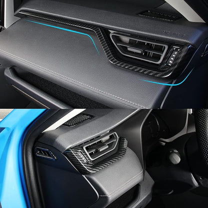 x xotic tech Set Carbon Fiber Style Interior Dashboard Instrument Air Vent Multifunction AC Switch Button Glove Box Handle Accessories Cover Trim Combo Kit, Compatible with Toyota Rav4 2019-2021