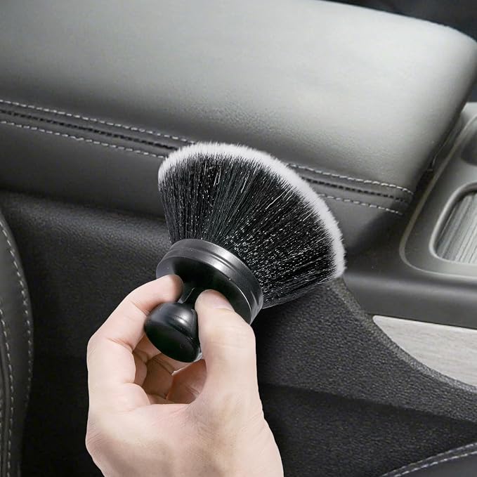 BABYSHEEP Ultra Soft Bristles Detailing Brush -Synthetic Brush, Car Detail Brush, 5.0 Inch Diameter Covers Large Area Inside or Outside Vehicles (Black-Grey)
