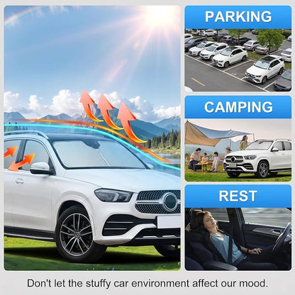 Custom Fit Windshield Sun Shade for Mercedes Benz GLE 350 450 2012-2026 | Custom Fit Windshield Cover, Blocks UV Rays, Double-Layer Heat Shield, Durable Frame, Easy Fold & Storage