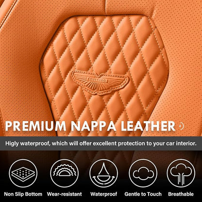 Coverado Automotive Seat Covers, Car Seat Covers Full Set, Orange Car Seat Cover, Driver Seat Covers, Luxury Car Seat Cushion,Leather Seat Cover Seat Protector Fit for Most Cars