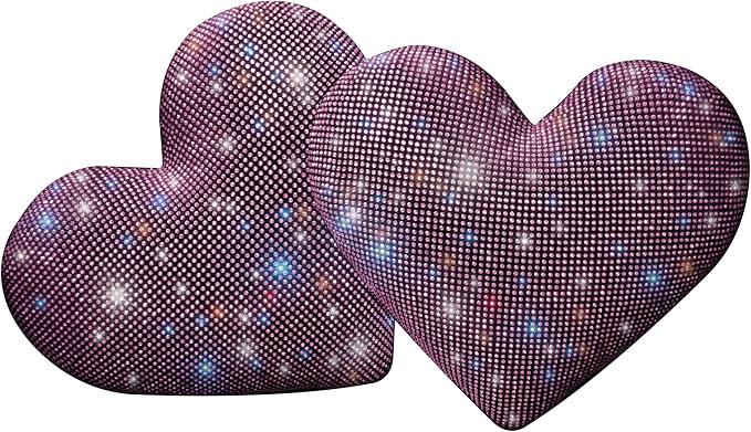 Bling Head Rest Pillows for Car Automobile Accessories for Women, Girls and Ladies Car Pillows with Sparkly Rhinestone Headrest Support Neck Support Relax Travel Universal Fit Pink 2 Pieces