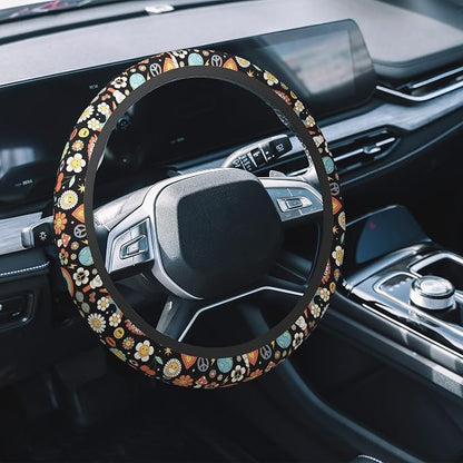 Car Steering Wheel Cover, 14.5"-15" Inch Universal Anti-Slip DurableSteering Wheel Protective Cover, Breathable Auto Interior Decoration Accessories for Sedan SUV Truck (Groovy Hippie)