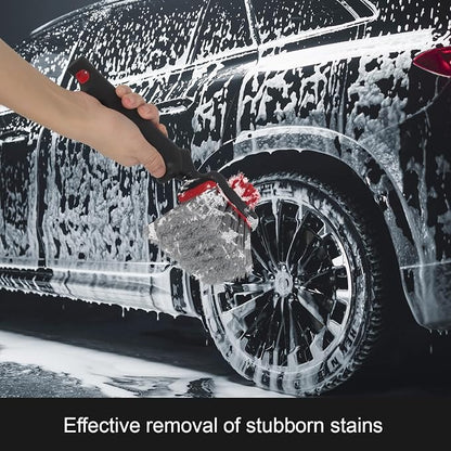 Wheel and Tire Brush for Cleaning Wheels, Tires and Rims, Car Wash Wheel Well Brush, Soft & Stiff Bristle Double Head Car Detailing Tire Scrub Cleaner Brushes
