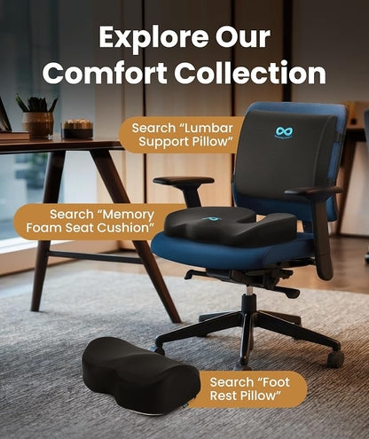 Elevate Series by Everlasting Comfort Lumbar Support Pillow for Office Chair - Memory Foam Back Cushion for Car Seat - Promotes Better Posture, Back Pain Relief - Ideal for Gaming and Desk Chairs