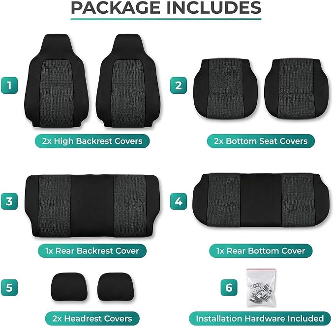 FH Group Car Seat Covers Classic Cloth Seat Covers Full Set with Gift – Universal Fit for Cars Trucks & SUVs (Black) FB102114