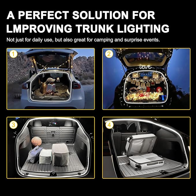 Tlyard Trunk LED Lights Strip for Tesla Model Y Juniper 2025 2026 Back Interior Frunk Lightning Waterproof &High Brightness Strip for Tesla Model Y Accessories