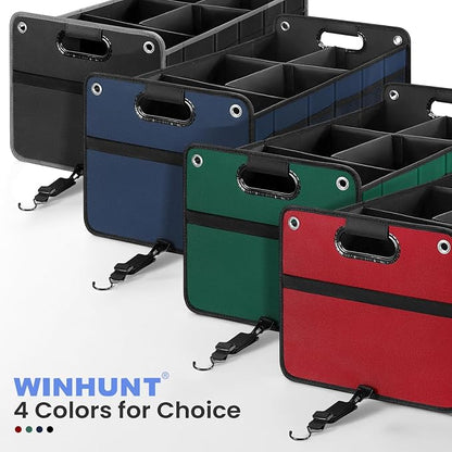 winhunt Car Trunk Organizer, Car Storage Organizer, Collapsible Multi Compartment for Car, Suv, Sedan, Truck, 100L, Extra Larger (Black, 100L)