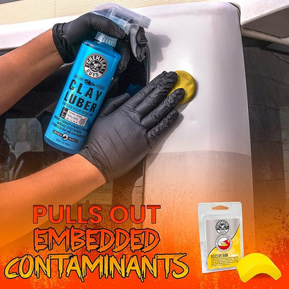 Chemical Guys Clay Bar Kit - Complete System - Clay Bar and Luber Combo with Accessories for Smooth Paint Finish - Removes Embedded Dirt, Overspray, and Fallout - 6 Item Kit