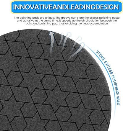 IPELY 6 Pcs 7 Inch Buffing Pads, Polishing Pads 7 Inch 180 mm Face for 6.7 Inch 170mm Base Plate Compounds, Buffer Pads for Polishing and Waxing