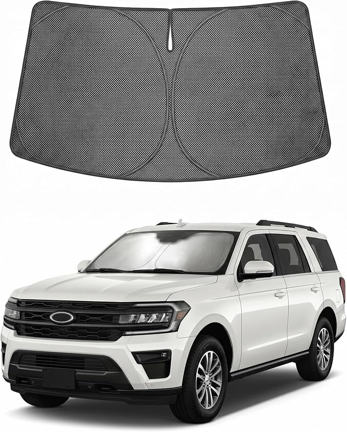 Proadsy Windshield Sun Shade Custom Fit Ford Expedition 2018-2026 Ice Crystal Black Front Window Sunshade UV and Heat Blocker Foldable Visor Keeps Car Cooler for Summer Parking and Daily Use