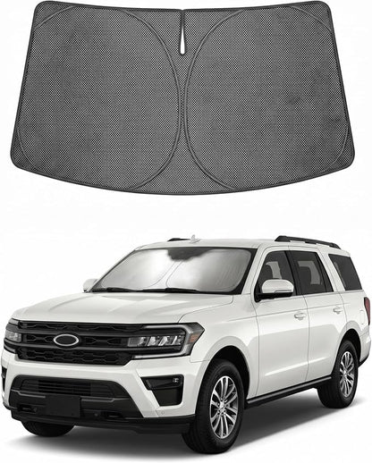 Proadsy Windshield Sun Shade Custom Fit Ford Expedition 2018-2026 Ice Crystal Black Front Window Sunshade UV and Heat Blocker Foldable Visor Keeps Car Cooler for Summer Parking and Daily Use