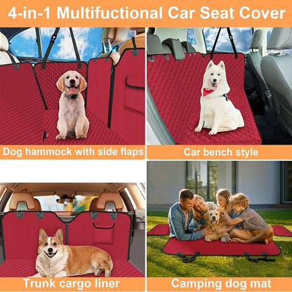 Mancro Dog Car Seat Cover for Back Seat, 2026 Upgraded 600D Heavy Duty Waterproof & Scratch-Resistant Dog Hammock for Car, Back Seat Pet Cover for Dogs with Sedan, Trucks and SUVs, Standard, Red