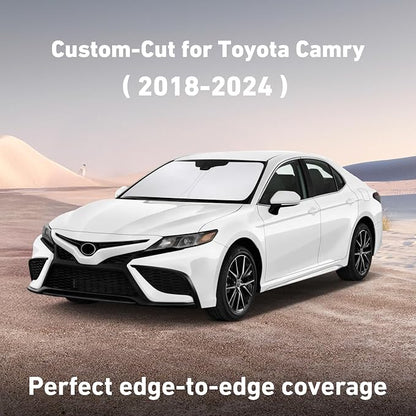 EcoNour Windshield Sunshade Compatible for Toyota Camry 2018-2022 2023 2024, LE, SE, SE Nightshade, XLE, XSE, TRD, Sun Visor for Front Windshield Sun Shade Cover, UV Heat Protector, Car Accessories