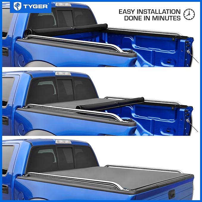 Tyger Auto T2 Low Profile Soft Roll-up Truck Bed Tonneau Cover Compatible with 2020-2026 Chevy Silverado GMC Sierra 2500 3500HD | 6'10" (82") Bed | TG-BC2C6212