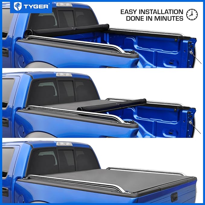 Tyger Auto T2 Low Profile Soft Roll-up Truck Bed Tonneau Cover Compatible with 2022-2026 Nissan Frontier | 5' (60") Bed | TG-BC2N6057