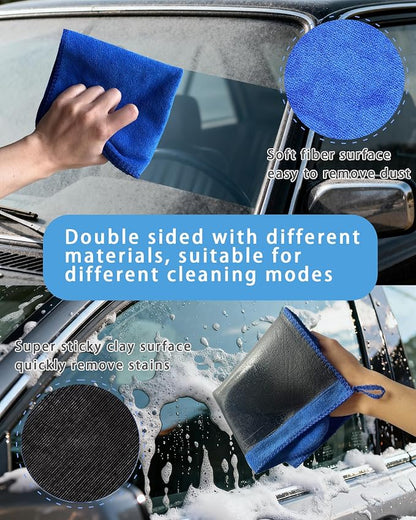 2 Pack Clay Towel 12 x 12 Inch, Clay Bar Towel for Auto Detailing Microfiber Car Cloth Cleaner Automotive for Car Detailing