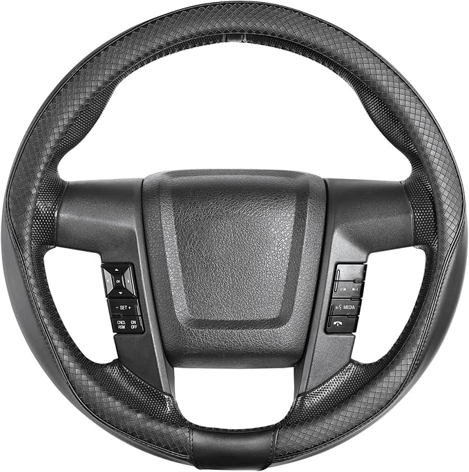 SEG Direct Steering Wheel Cover 15.5-16 inch (39.5-41 cm) Large Size, Microfiber Leather, Non-Slip Comfortable Grip, Fits Cars Trucks SUVs F-150 Tundra Range Rover, Black