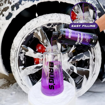 Brug's™ Pro Foam Cannon Clear Edition V2 - Professional Car Wash Foam Gun for Pressure Washer - Adjustable Spray Blaster, 1.1mm Orafice, Wide Neck Bottle, 1/4" Quick Connector - Snow Foam Cannon