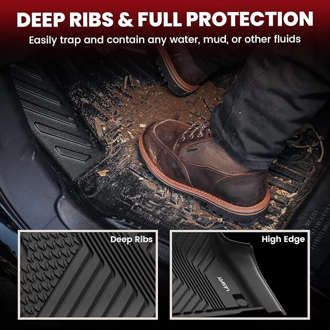 LASFIT Floor Mats for Acura MDX (2022-2026) All Weather Floor Liner TPE Custom Fit Car Mats for Acura MDX 1st & 2nd & 3rd Row Mats, Black,Tasteless, Durable and Easy to Clean