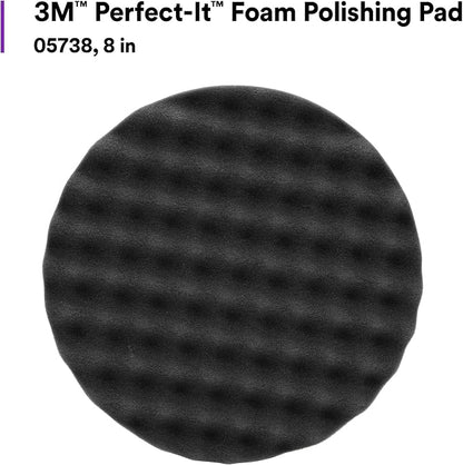 3M Perfect-It Foam Polishing Pad, 05738, 8 in, 1 Pad, Single Sided, Black, Waffle Face, Buffing and Polishing
