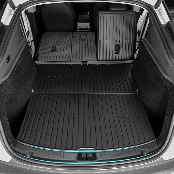 SUPER LINER Tesla Model Y Floor Mats 2025 2026 | Custom Fit All-Weather 12-Piece Set TPE Material| Model Y Juniper Floor Mats Back Seat Protector,Cargo Liner, Trunk & Interior Accessories 5-seat