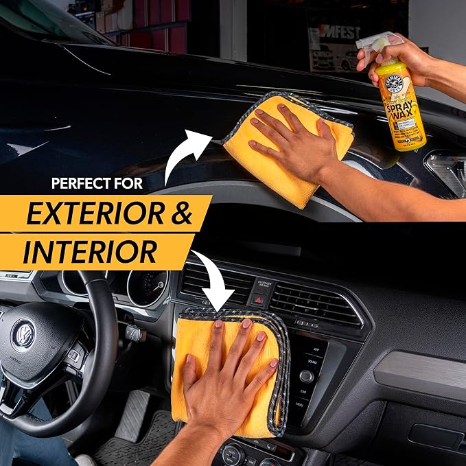 Chemical Guys Professional Grade Premium Microfiber Towels for Cars, Gold, 16" x 16", Ultra-Soft and Scratch-Free Car Detailing Cloths for Trucks, Motorcycles, and More - 12 Pack