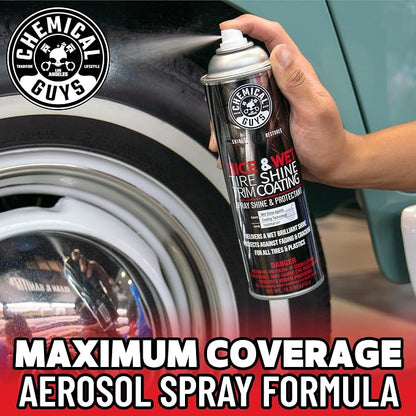 Chemical Guys Nice and Wet Tire Shine (Aerosol) (2 Pack) – High Gloss Tire Dressing Spray for Black Shine & Water-Based Protection