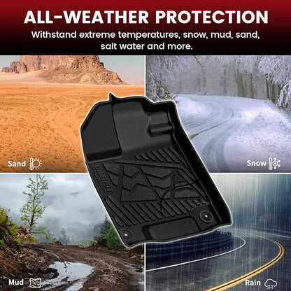 LASFIT Floor Mats for Honda Ridgeline 2026 2025 2024 2023-2017 Crew Cab, All Weather Protection TPE Non-Slip Custom Fit Automotive Accessories Floor Liners 1st & 2nd Row, Black