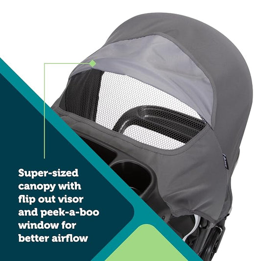Safety 1st Smooth Ride Travel System Stroller and OnBoard FLX Infant Car Seat, Newborn to Toddler Baby Combo, Easy-Install, Large Canopy, Ample Storage, Foldable, Rear-Facing 4-30 lbs, Monument