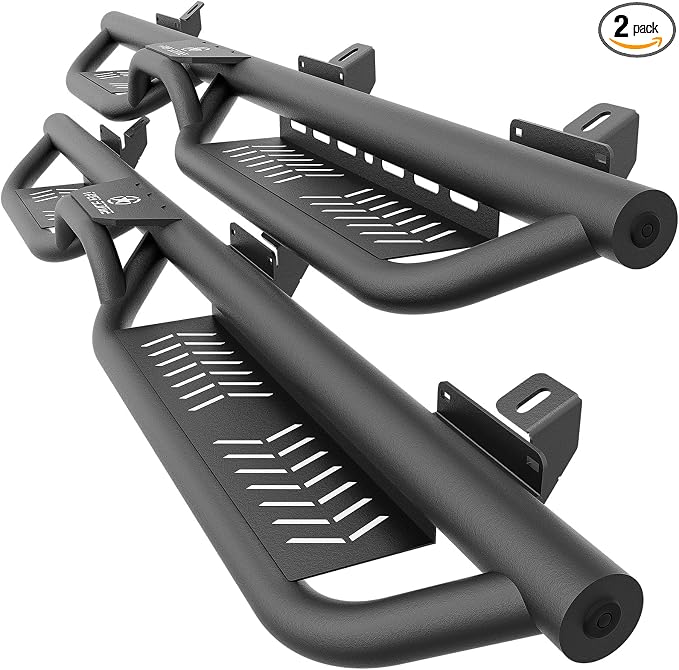 Running Boards Compatible with 2021-2026 Ford Bronco 4 Doors (Not for Sport Model), Heavy-Duty Steel Nerf Bars Two Stairs Design Side Steps Bolt-on Step Plates Rock Sliders Rail