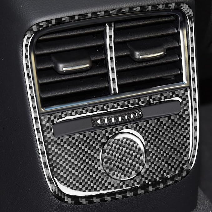 Real Premium Carbon Fiber Sticker Compatible with Audi A3 S3 RS3 8V 2013 2014 2015 2016 2017 2018 2019 Car Rear Center Console air Conditioning Vents Decor kit Auto Interior Accessories 4pcs Black