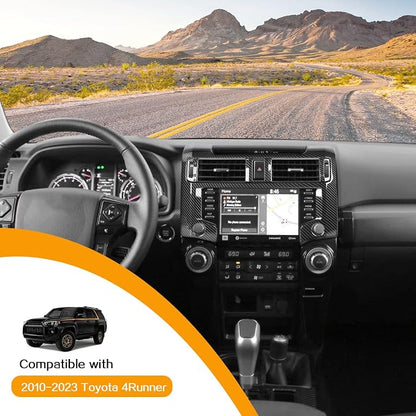 Hoolcar Dashboard Center Console Navigation Trim Panel Decoration Kit Interior Cover Accessories for 2020-2022 2023 2024 2025+Toyota 4Runner, Carbon Fiber