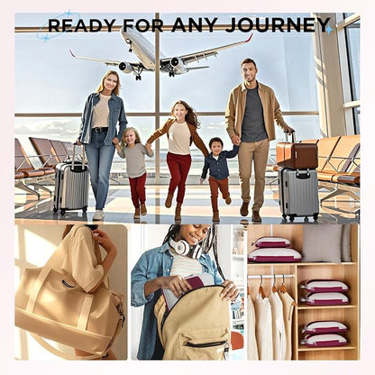 OlarHike 10-Pack Compression Packing Cubes for Travel Essentials,Compressible Expandable Packing Cubes for Suitcase,Luggage Garment Bags for Travel,Handy Helper for Organizing Clothes(Wine Red)
