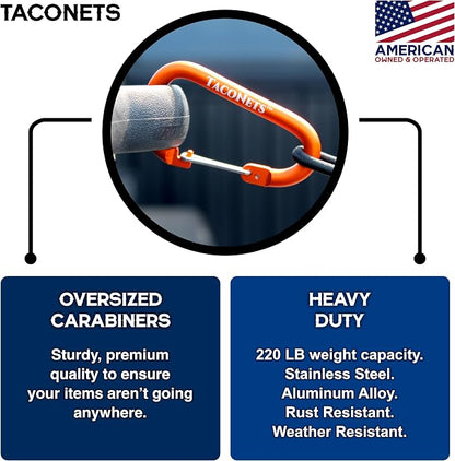 TacoNets Envelope Cargo Net for Toyota Tacoma - Fits 2005-Current - Patented Bed Rail Integration - Upgraded 5mm Bungee - Integrated Storage Bag - Heavy Duty Carabiners - Designed in USA