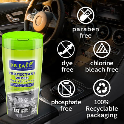 DR.EASY 25ct Car Protectant Wipes，Car Cleaning Wipes，Car Detailing Interior and Car Exterior Wipe or Supplies