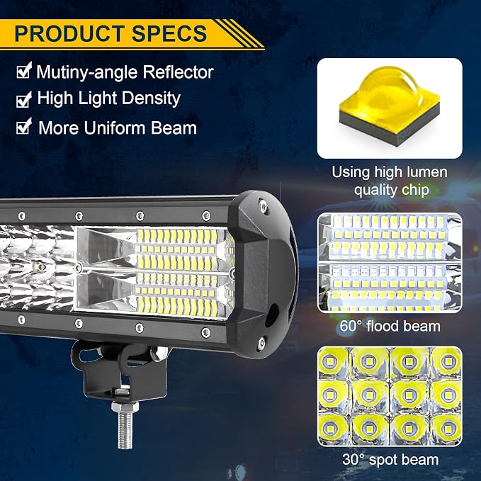 Willpower 40 inch 540W LED Light Bar Triple Row Spot Flood Combo Beam Off Road Lights Waterproof Work Light for Vehicle Trucks SUV ATV UTV Boat Lights,12V 24V