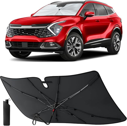 EcoNour Umbrella Windshield Sunshade for Kia Sportage 2023 2024 2025 2026 | Front Windshield Sun Shade UV Heat Blocker | Foldable Reflective Car Sun Visor Protector Interior Cooling Accessories