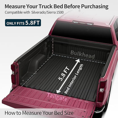OEDRO Low-Profile Hard Tri-Fold Tonneau Cover Compatible with Chevy Silverado/GMC Sierra 1500 New Body Style 2019-2026 5.8ft Bed w/o Multi-Flex Tailgate, One-Handed Quick Release, Drainage Design