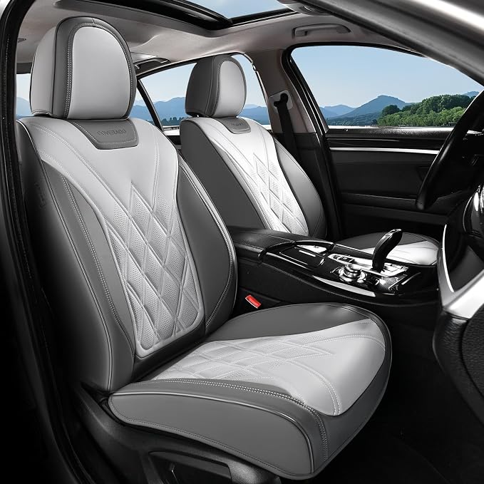 Coverado Car Seat Covers, Front Covers for Cars, Car Seat Cover Front Seats, Car Seat Protector Waterproof, Leather Car Seat Cushion, Universal Interior Covers Seat Protectors for Most Cars