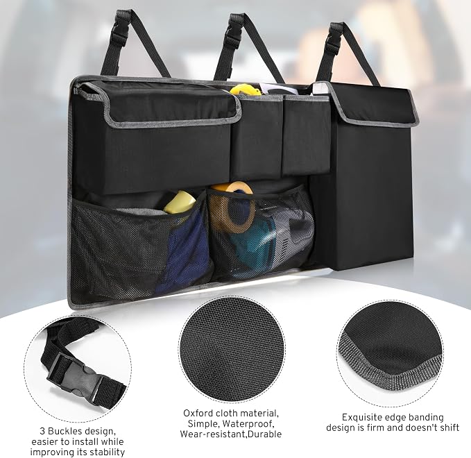 XHRING Car Trunk Organizer Storage Backseat Hanging Organizer Bag for Chevy/Chevrolet Equinox Traverse Trax Tahoe Trailblazer Blazer Suburban LS LT LTZ Premier SUV Accessories 2000-2025 2026