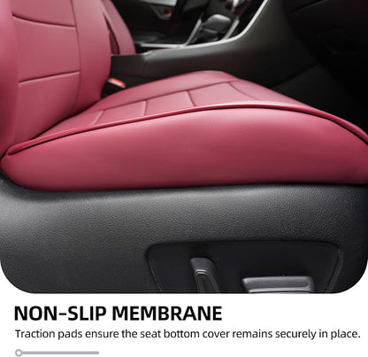 Lolcar RAV4 Seat Covers Custom Fit for Toyota RAV4 2019 2020 2021 2022 2023 2024 2025 LE,XLE,XLE Premium,Limited,Airbag Compatible,Seat Cover Full Set for SUV, Waterproof Leather(Burgundy)