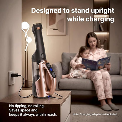Shop-Vac S3 20V Handheld Vacuum Cordless, Rotatable Nozzle, Dual-Speed Powerful Portable Car Vacuum Rechargeable, Wall-Mounted Lightweight Hand Vacuum for Home & Car, LED, HEPA Filter, Champagne Gold