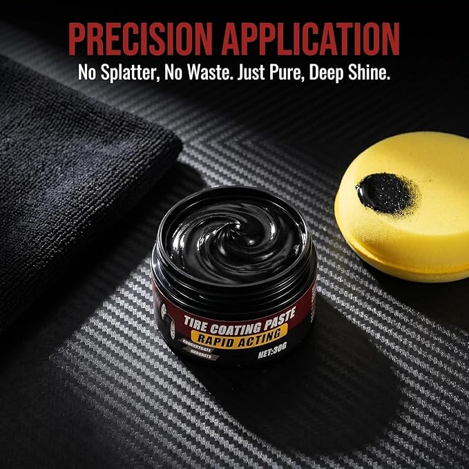 Tire Coating & Trim Restorer, Wheel Cleaning Refurbish Wax, Tire Coating Paste Rapid Acting, Tire Nourish Cream, Bring Back the Original Deep Black Shine to Rubber and Plastic (2)
