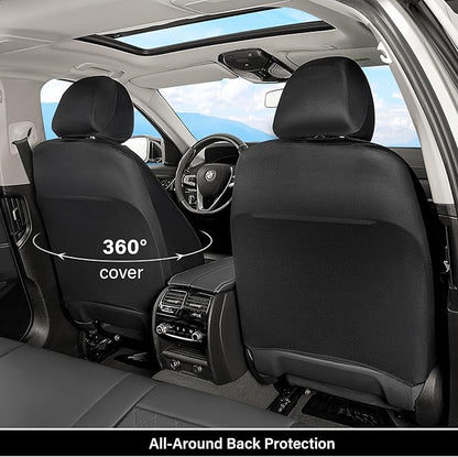 Coverado Universal Leather Seat Covers Full Set for 5 Seats – Waterproof, Durable All-Weather Protector for SUV, Pickup Truck, Sedan, Gray