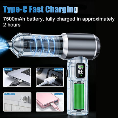 Handheld Car Vacuum Cordless with Air Duster, 30-Min Runtime 20000Pa Suction, Portable Rechargeable Small Handheld Vacuum for Car Detailing Interior Cleaning Pet Hair,Silver&Gray